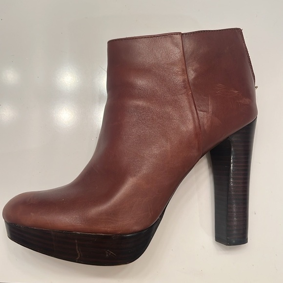 MICHAEL KORS Brown Leather platform ankle boots size 9.5 - Picture 11 of 16
